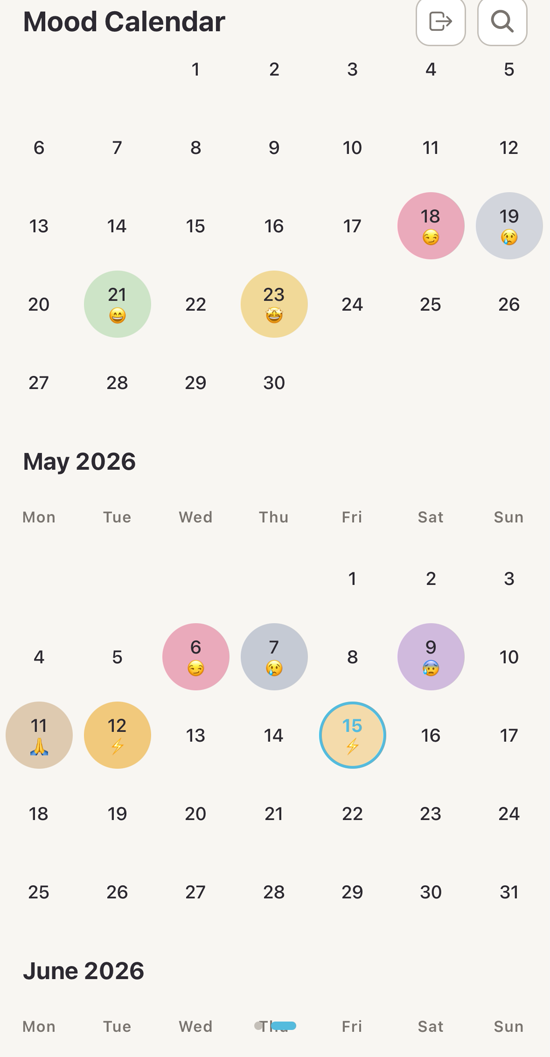 Mood calendar